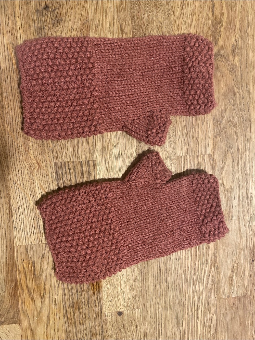 Handknit Fingerless Mitts in Dusty Rose